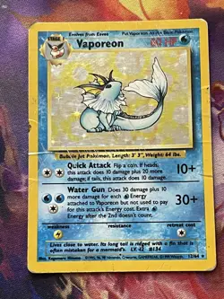 Vaporeon 12/64 Holo Rare Jungle Set Pokemon Card NO SYMBOL - Image 1