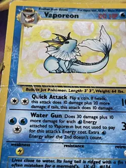 Vaporeon 12/64 Holo Rare Jungle Set Pokemon Card NO SYMBOL - Image 3