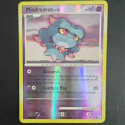 Pokemon Misdreavus Diamond and Pearl DP 91/130 Reverse Holo Common Psychic Basic - Image 1