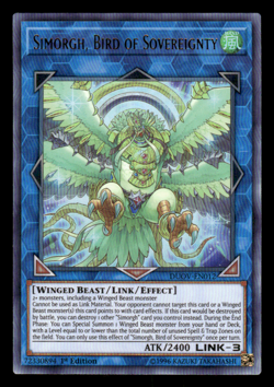 Yugioh Simorgh, Bird of Sovereignty DUOV-EN012 Ultra Rare 1st Edition NM - Image 1