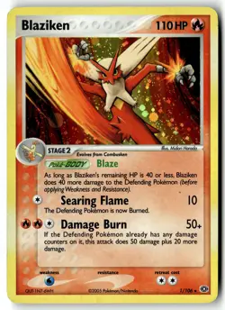 Pokemon Card Blaziken LP Emerald Holo Rare 1/106 - Image 1