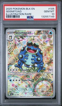 Pokemon Black Bolt Seismitoad Illustration Rare 105/086 PSA 10 GEM MINT Low Pop - Image 1
