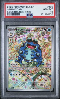 2025 Pokemon SV Black Bolt SEISMITOAD #105 Illustration Rare PSA 10 Gem Mint IR - Image 1