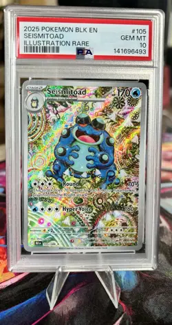 Pokemon Black Bolt Seismitoad Illustration Rare 105/086 PSA 10 GEM MINT Low Pop - Image 1