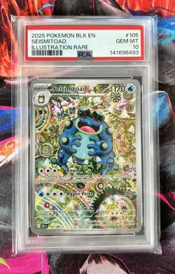 Pokemon Black Bolt Seismitoad Illustration Rare 105/086 PSA 10 GEM MINT Low Pop - Image 3