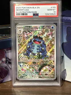 2025 Pokemon Black Bolt #105 Seismitoad Illustration Rare PSA 10 English - Image 1