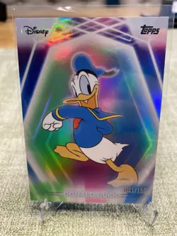 2026 Topps Disney Neon Donald Duck /150 Pink Green Blue Parallel #196 - Image 1