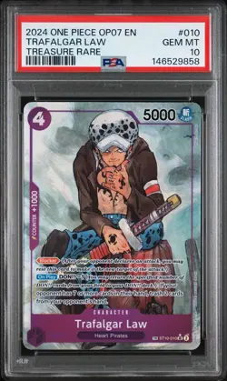 PSA 10 TRAFALGAR LAW 010 OP07 500 YEARS IN THE FUTURE ENGLISH ONE PIECE 😍 - Image 1