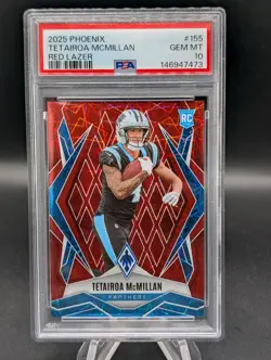 2025 Phoenix Rookie Tetairoa McMillan #155 Red Lazer Bookend 001/199 RC PSA 10 - Image 1