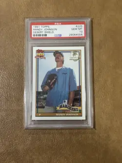 1991 Topps Desert Shield Randy Johnson PSA 10, #225 - Image 1