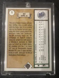 1989 Upper Deck - Star Rookie Ken Griffey Jr #1 (RC) - Image 2
