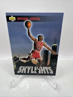 Michael Jordan 1993-94 Upper Deck Skylights Card #466 - Chicago Skyline Dunking - Image 1