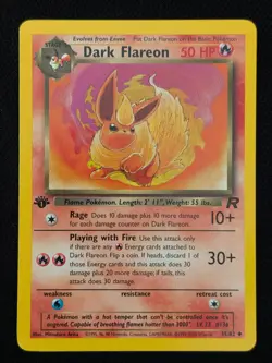 1st Edition Dark Flareon 35/82 Team Rocket Pokemon Card WOTC TCG 2000 - Image 1