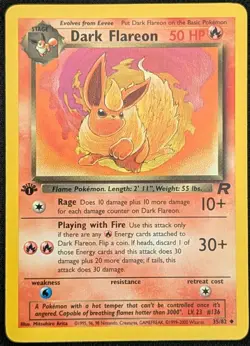 1st Edition Dark Flareon 35/82 Team Rocket Pokemon Card WOTC TCG 2000 - Image 1