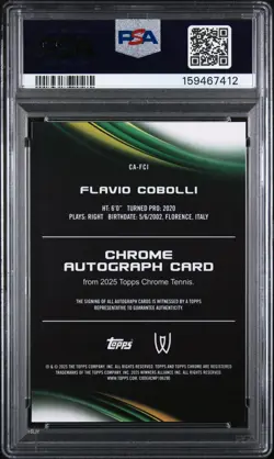 2025 Topps Chrome #CA-FCI Flavio Cobolli Chrome Autographs Orange Geo PSA 8 #/25 - Image 2