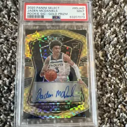 2020-21 Panini Select Rookie Signatures Jaden McDaniels Gold /10 PSA 10 - Image 1
