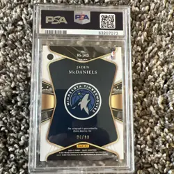 2020-21 Panini Select Rookie Signatures Jaden McDaniels Gold /10 PSA 10 - Image 2