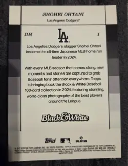 2024 Topps Black & White - Shohei Ohtani #1 - Image 2