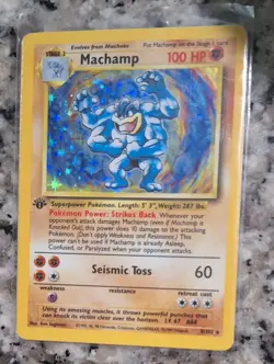 1995 First Edition Pokemon Card Machamp Holo 8/102 Great Condition - Image 1
