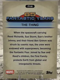 2026 Topps Chrome Marvel 65 Fantastic Years The Thing EY-04 Insert Card - Image 2