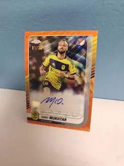 2025 Topps Chrome MLS Soccer Hany Mukhtar Orange Autograph Card #’d 1/25 - Image 1