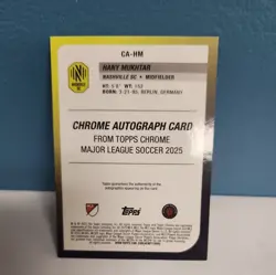2025 Topps Chrome MLS Soccer Hany Mukhtar Orange Autograph Card #’d 1/25 - Image 2