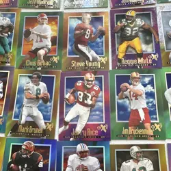 1997 skybox E-X 2000 2000 NFL Football Card Lot 45 Favre Marino Rice Sanders - Image 2