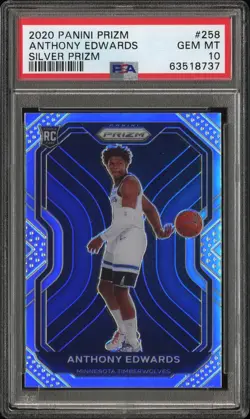 2020-21 Panini Prizm Anthony Edwards Silver Prizm #258 RC PSA 10 Gem Mint - Image 1