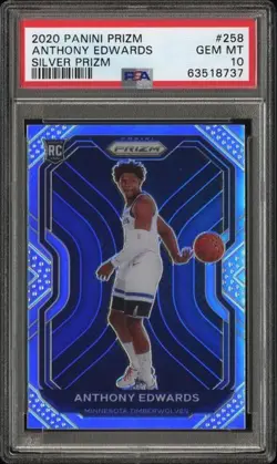 2020-21 Panini Prizm Anthony Edwards Silver Prizm #258 RC PSA 10 Gem Mint - Image 3