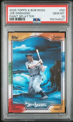 2025 Topps X Bob Ross Joe DiMaggio #50 Paint Splatter /99 PSA 10 Pop 2 - Image 1