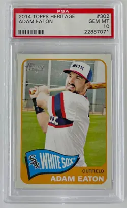 2014 Topps Heritage ADAM EATON - PSA 10 GEM MINT - White Sox #302 (PSA Pop = 3) - Image 1