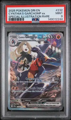 2025 Pokemon DRI EN Special Illustration Rare #232 Cynthia's Garchomp ex PSA 9 - Image 1
