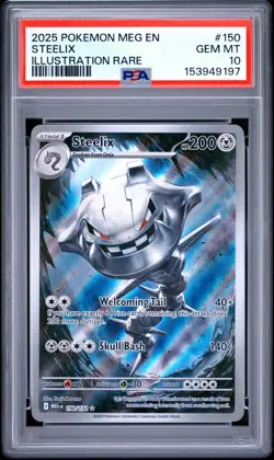 2025 POKEMON MEG EN-MEGA EVOLUTION ILLUSTRATION RARE #150 STEELIX PSA 10 - Image 1