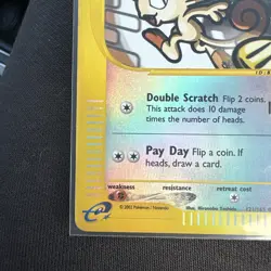 2002 Pokemon Expedition MEOWTH Reverse Holo #121/165 - Image 5
