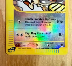 Pokemon Expedition Meowth Reverse Holo 121/165 2002 Vintage LP - Image 3