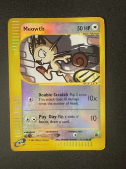 Pokemon TCG Meowth Reverse Holo Expedition Card 121/165 HP - Image 1