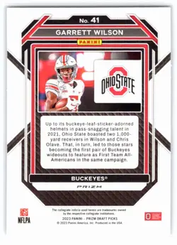 2023 Panini Prizm Draft Picks #41 Garrett Wilson Prizms Gold Ice - Image 2