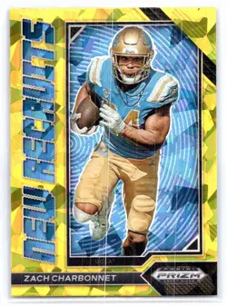 2023 Panini Prizm Draft Picks #NR-17 Zach Charbonnet New Recruits Gold Ice - Image 1