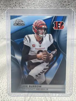 2025 Topps Chrome Black Joe Burrow #23 Blue Wave Refractor /150 Bengals - Image 1