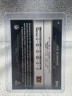 2025 Topps Chrome Black Joe Burrow #23 Blue Wave Refractor /150 Bengals - Image 2