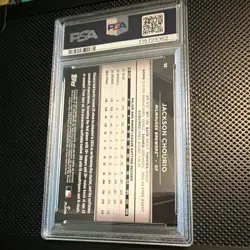 Topps 2024 Chrome Black Jackson Chourio Orange Refractor #398/25 PSA 8 - Image 2