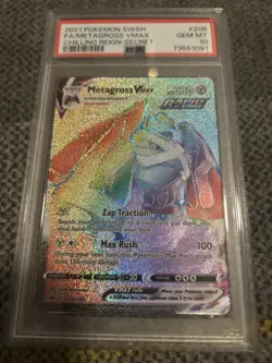 Pokemon TCG Card Metagross VMAX 208/198 Secret Rare Rainbow Chilling Reign NM - Image 1