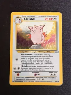 Pokemon TCG Clefable 1/64 Holo Rare Jungle Card WOTC 1999 MP Condition - Image 1