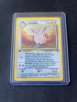 Pokemon TCG Clefable Holo 1st Edition Rare Card Jungle Base Set, 1/64 LP - Image 1