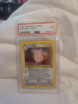 Pokemon TCG Clefable Holo Jungle 1/64 Vintage Graded Rare PSA 9 Mint - Image 1