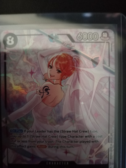 Bandai One Piece Tcg Nami Op15-086 Sr Alt Art Foil (wedding Dress Nami) - Image 1