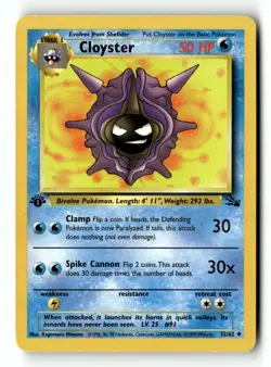 Pokemon Card Cloyster LP Fossil 1st Edition Uncommon 32/62 - Image 1