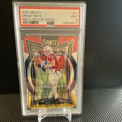 Panini 2024 Select Concourse Drake Maye #27 Red & Yellow Shock Prizm PSA 9 - Image 1