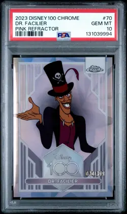 2023 Topps Chrome Disney 100 Dr Facilier Pink Refractor /399 PSA 10 Pop 15 - Image 1