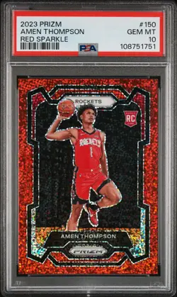 2023 Panini Prizm Amen Thompson Red Sparkle #150 PSA 10 - Image 1